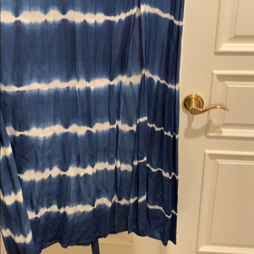 🌟 Tie Dye Stripe Maxi Dress with High Leg Slit- Blue - Picture 5 of 7